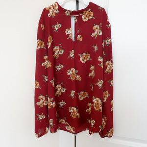 Long Sleeves Floral Cutout Top